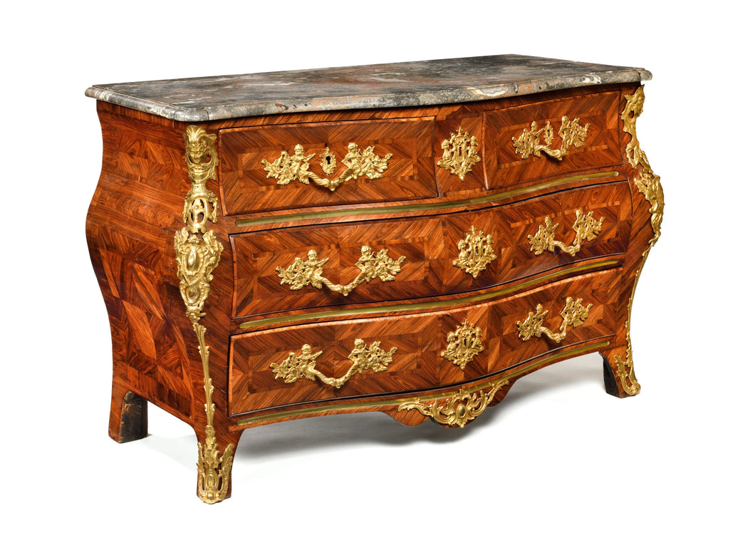 Pierre MIGEON II (1696-1758) RARE COMMODE EN PALISSANDRE DE FORME MOUVEMENTEE