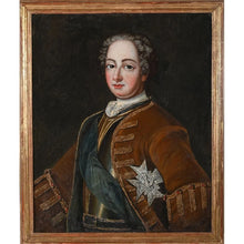 Charger l&#39;image dans la galerie, ECOLE FRANÇAISE du XVIIIè. «Portrait du Roi Louis XV représenté jeune avec le cordon bleu et la plaque de l’Ordre du Saint-Esprit»
