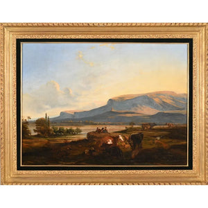 LIEVRE Auguste-François. ECOLE FRANÇAISE du XIXè. «Paysage au troupeau»