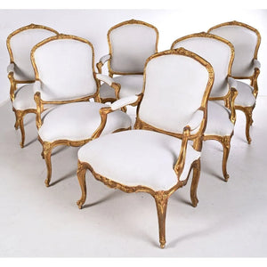 Gourdin suite de 6 jolis fauteuils d'époque Louis XV