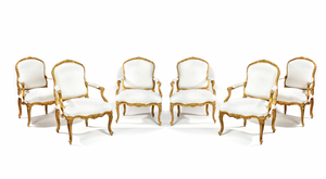 Suite de six fauteuils estampillés de Michel Gourdin Ep. Louis XV